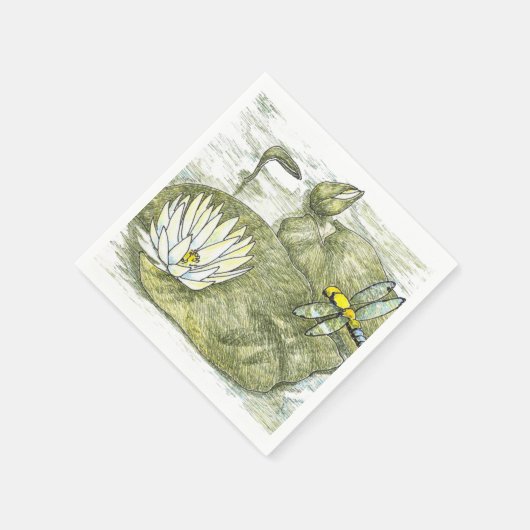 Serviette En Papier Belle libellule d'été et Lilly Pad (Coin)