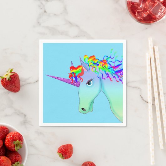 Serviette En Papier Belle licorne arc-en-ciel (En situation)