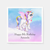Serviette En Papier Belle licorne avec Rainbow Mane Anniversaire (Devant)