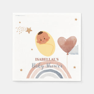 Serviette En Papier Belle lune étoile baby shower enfants afro-américa