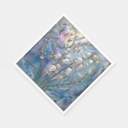 Serviette En Papier Belle Lys Iridescente de Vallée Verre Embossé (Coin)