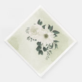 Serviette En Papier belle mariage blanche fleurie (Coin)