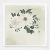 Serviette En Papier belle mariage blanche fleurie (Devant)