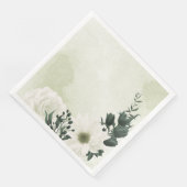 Serviette En Papier belle mariage blanche fleurie (Coin)