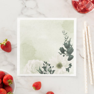 Serviette En Papier belle mariage blanche fleurie