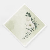 Serviette En Papier belle mariage blanche fleurie (Coin)