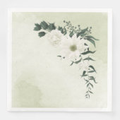 Serviette En Papier belle mariage blanche fleurie (Devant)