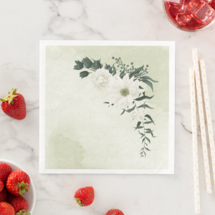 Serviette En Papier belle mariage blanche fleurie