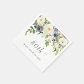 Serviette En Papier Belle Marine & Fleurs blanches 80e fête d'annivers (Coin)