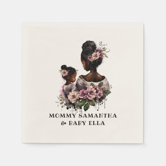 Serviette En Papier Belle mère et fille noire (7) (Devant)