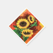 Serviette En Papier Belle Naples Trois Tournesols - Peinture (Coin)