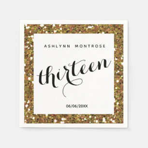 Serviette En Papier Belle Parties scintillant d'or 13e anniversaire