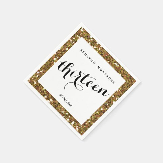 Serviette En Papier Belle Parties scintillant d'or 13e anniversaire (Coin)