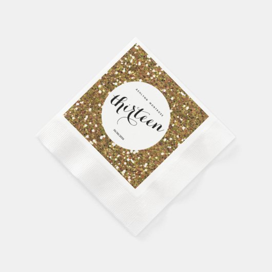 Serviette En Papier Belle Parties scintillant d'or 13e anniversaire (Coin)
