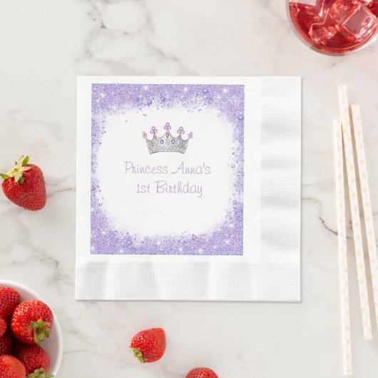 Serviette En Papier Belle Parties scintillant violette, fête d'anniver (En situation)