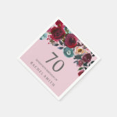 Serviette En Papier Belle Pink Bourgogne Floral 70e anniversaire fête (Coin)