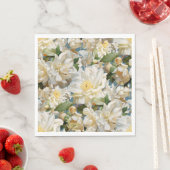 Serviette En Papier Belle pivoine blanche et motif magnolia (En situation)