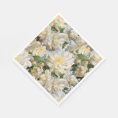 Serviette En Papier Belle pivoine blanche et motif magnolia (Coin)