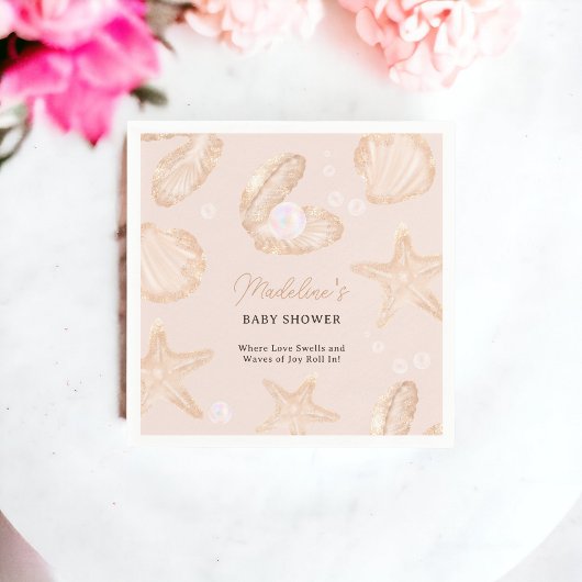 Serviette En Papier Belle plage de sable petit baby shower perlé