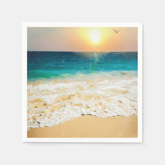 Serviette En Papier Belle plage d'été coucher de soleil (Devant)