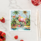 Serviette En Papier Belle plage rose flamingo (En situation)
