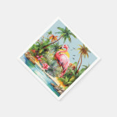 Serviette En Papier Belle plage rose flamingo (Coin)
