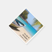 Serviette En Papier Belle plage tropicale avec un Mariage en bateau (Coin)