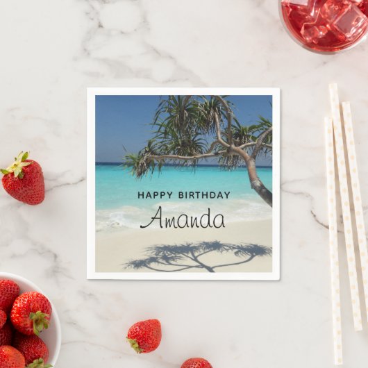 Serviette En Papier Belle Plage Tropicale Ocean Paradise Anniversaire (En situation)