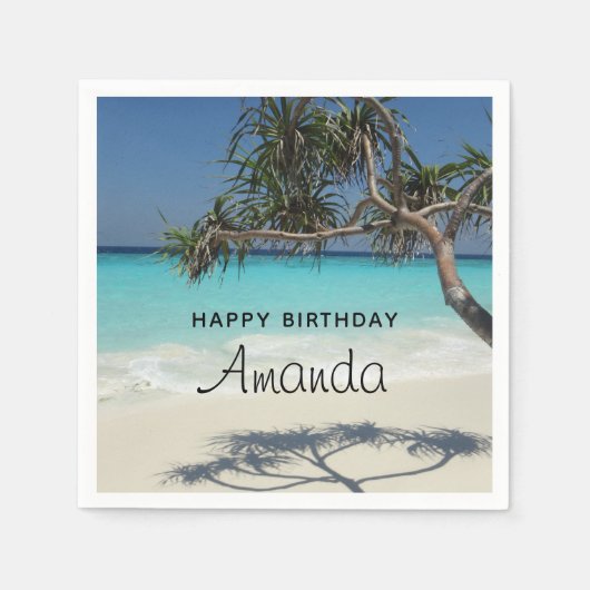 Serviette En Papier Belle Plage Tropicale Ocean Paradise Anniversaire (Devant)