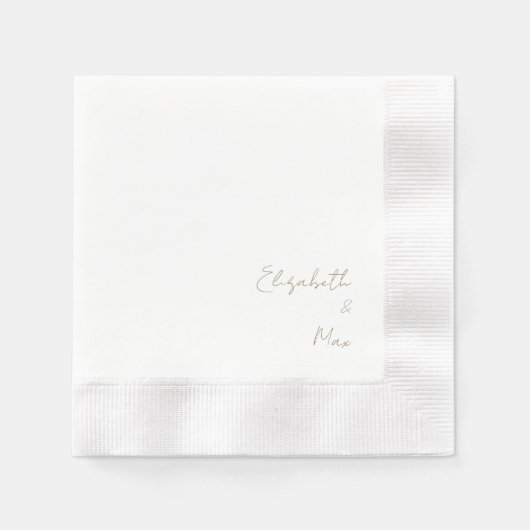 Serviette En Papier Belle police Gold Texte Mariage Cocktail (Devant)