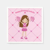 Serviette En Papier Belle Pom-pom girl Enfants Personnalisé Rose Anniv (Devant)