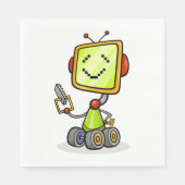 Serviette En Papier Belle Robot Rétro Cartoon Amusant IA Tech Art numé (Devant)