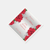 Serviette En Papier Belle Romantique Roses Rouges Anniversaire (Coin)