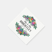 Serviette En Papier Belle Rose arc-en-ciel Mariage Floral (Coin)