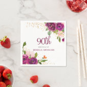 Serviette En Papier Belle rose florale femmes 90e fête d'anniversaire (En situation)