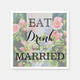 Serviette En Papier Belle rose rose rouge roses blanc aquarelle floral