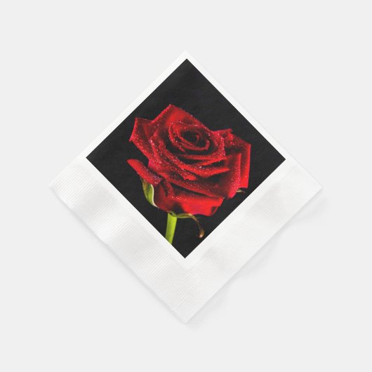 Serviette En Papier Belle rose rouge (Coin)