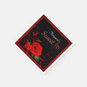 Serviette En Papier Belle rose rouge rose douce 16 serviette (Coin)