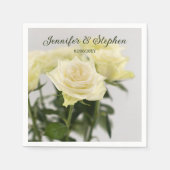 Serviette En Papier Belle Roses Blanches Photo De Fleurs Mariage (Devant)
