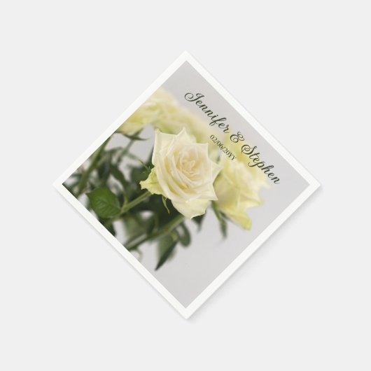 Serviette En Papier Belle Roses Blanches Photo De Fleurs Mariage (Coin)
