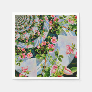 Serviette En Papier Belle roses roses rouges rétro aquarelle fleurie