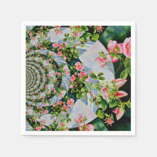 Serviette En Papier Belle roses roses rouges rétro aquarelle fleurie