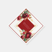 Serviette En Papier Belle Roses Rouges Or Filigree Quinceañera (Coin)