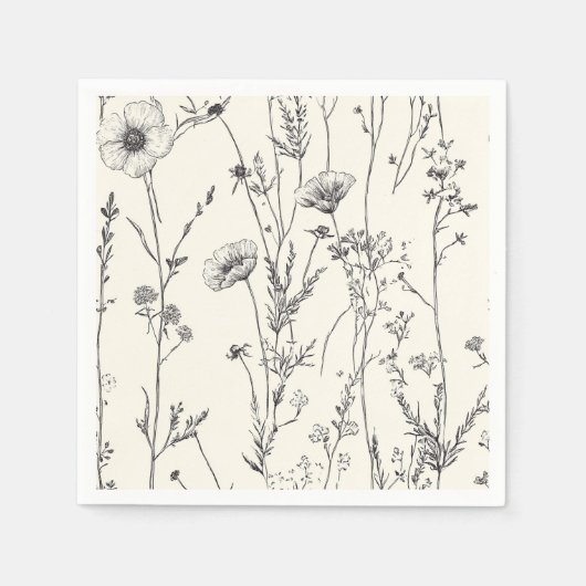 Serviette En Papier Belle serviette de serviette aux fleurs sauvages (Devant)