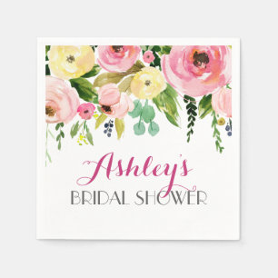 Serviette En Papier Belle serviettes florales rose jaune