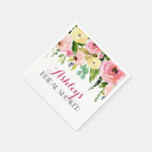 Serviette En Papier Belle serviettes florales rose jaune (Coin)