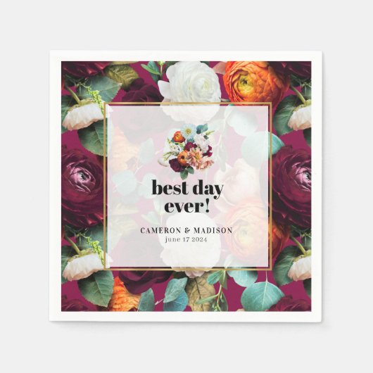 Serviette En Papier Belle serviettes Mariage Fleur Été (Devant)