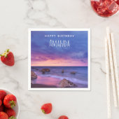 Serviette En Papier Belle Sunset Coastal photo Anniversaire (En situation)