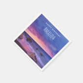 Serviette En Papier Belle Sunset Coastal photo Anniversaire (Coin)