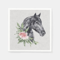 Belle tête de cheval noir Portrait d'aquarelle